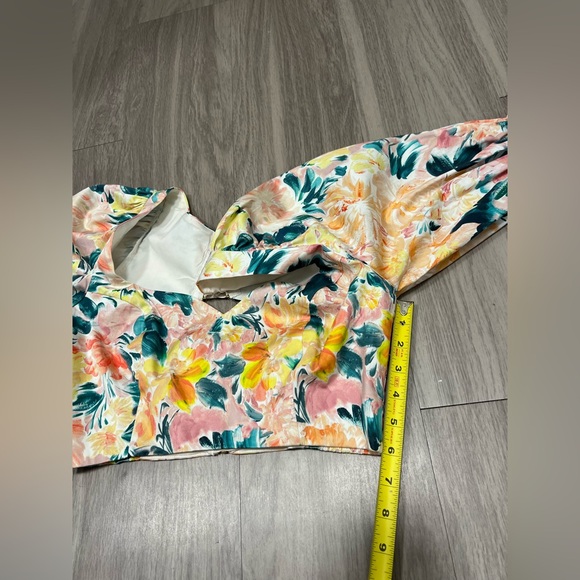 For Love and Lemons, Puff Sleeve, Floral, Cropped Shirt‎ | Womens Small - Picture 7 of 11